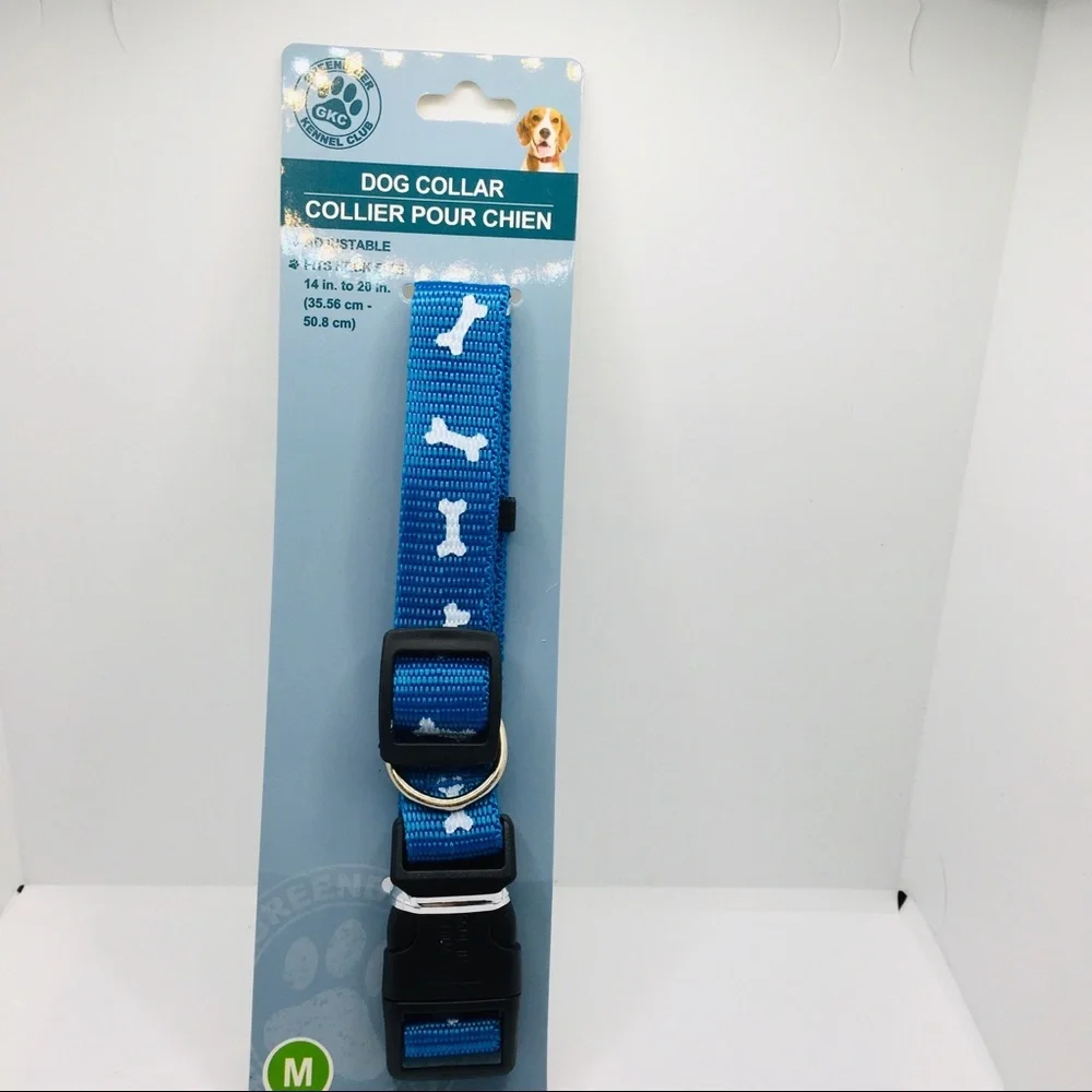 DOG COLLAR BLUE WITH BONES! SZ Med
